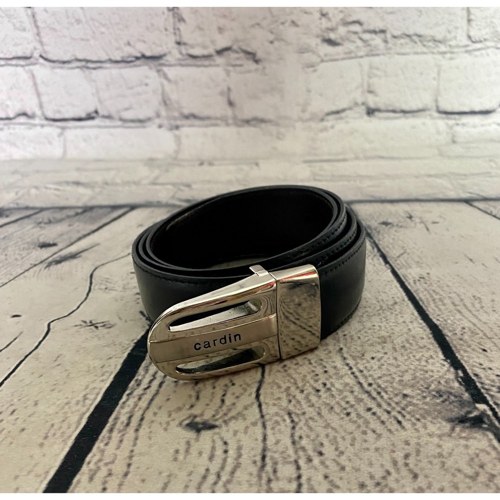 Pierre Cardin Men's Buckle Dress Belt Unisex 39/90 Black Leather Modern 40" Long